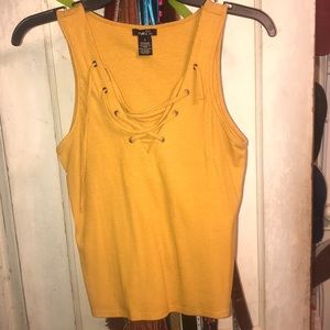 No sleeve lace up blouse